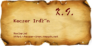 Keczer Irén névjegykártya